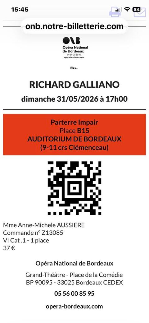 billet de spectacle 35 Tarbes (65)