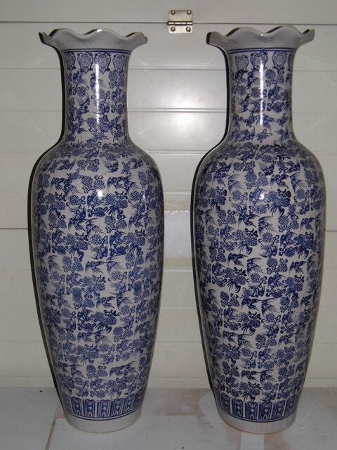 Paire de tres grands vases cramique 30 kg dco intrieur extrieur dcor bleue chine 250 Dunkerque (59)