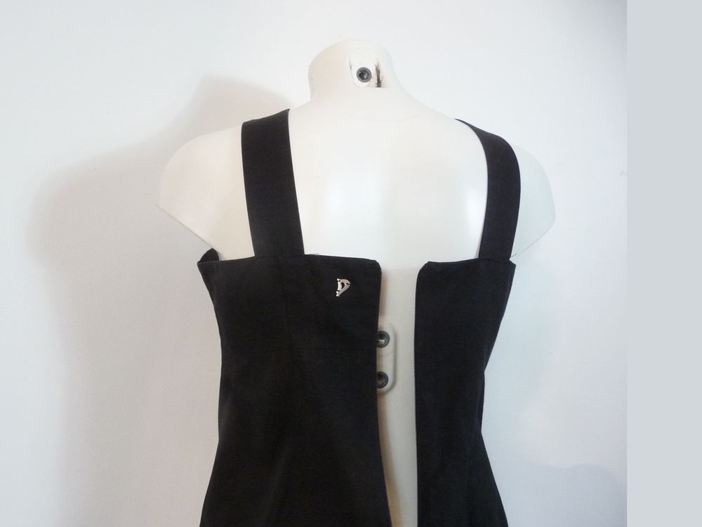 Tunique/ Robe Courte Cintr&eacute;e Bi Mati&egrave;re Noir et Gris- Dondup Vêtements