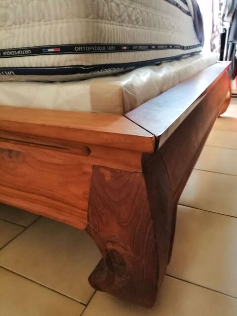 lit teck et parure complète matelas et sommier 160X200CM 1100 Narbonne (11)