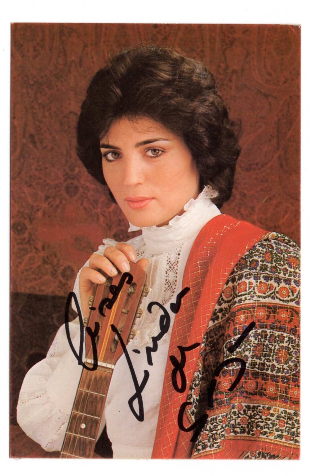 Autographe de Linda de SUZA sur carte Carr&egrave;re 