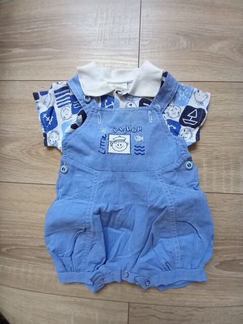 Ensemble chemise manches courte et short salopette bleu 3 m 15 Villiers (86)