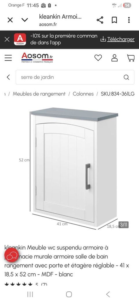 Armoire salle de bain suspendu 20 Longuenesse (62)