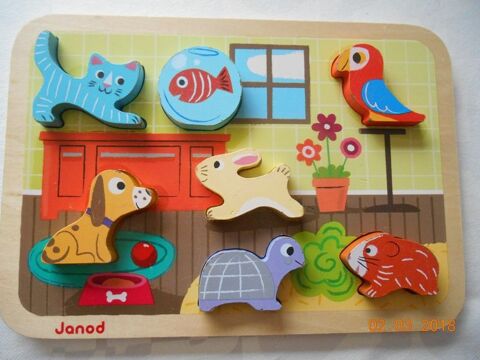 Puzzle encastrement bois 7 animaux JANOD 0 Mcon (71)