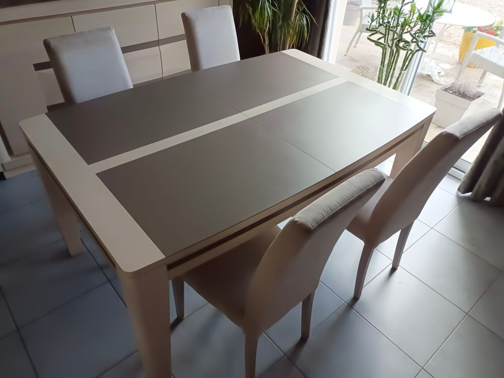 Belle table s&eacute;jour c&eacute;ramique et ch&ecirc;ne clair massif Décoration