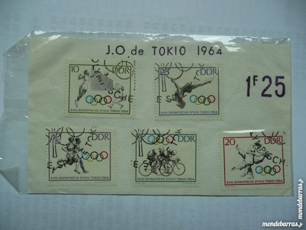 Planche de 5 timbres J.O de Tokyo 1964 