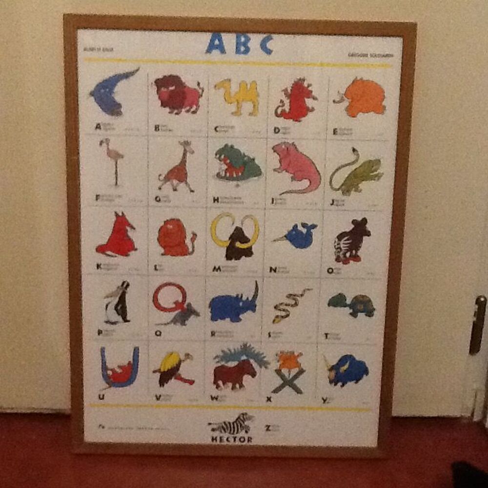 Tableau ab&eacute;c&eacute;daire animaux en anglais Décoration