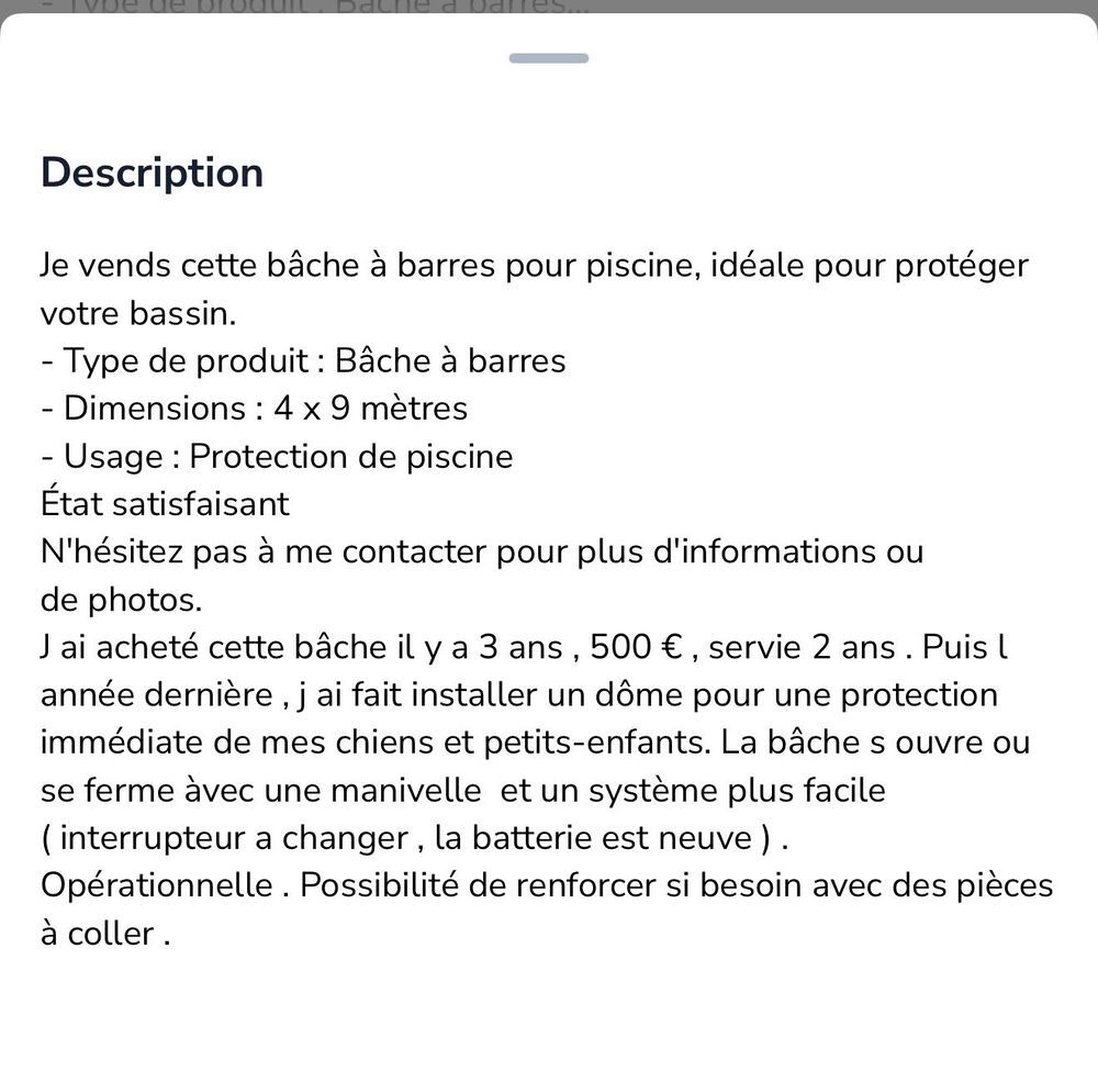 b&acirc;che &agrave; barres pour piscine 9x 4 Jardin