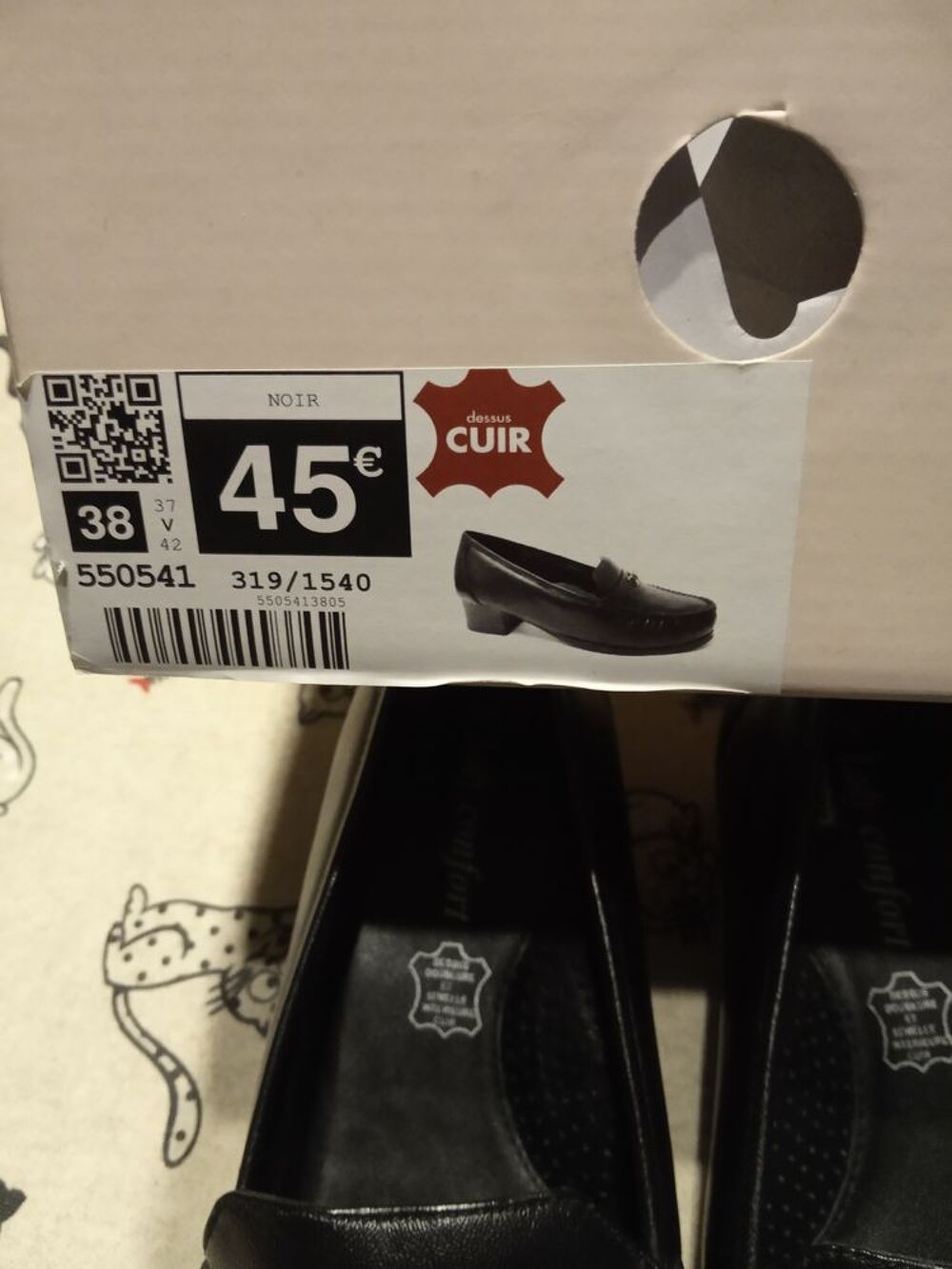 Chaussure cuir mocassin femme noire pointure 38 Chaussures