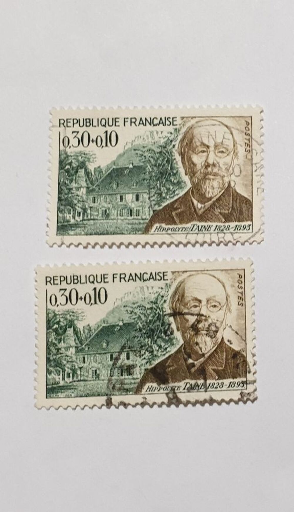 Timbre France 1966 Hippolyte Taine lot 0.16 euro ou 0.08 eur 