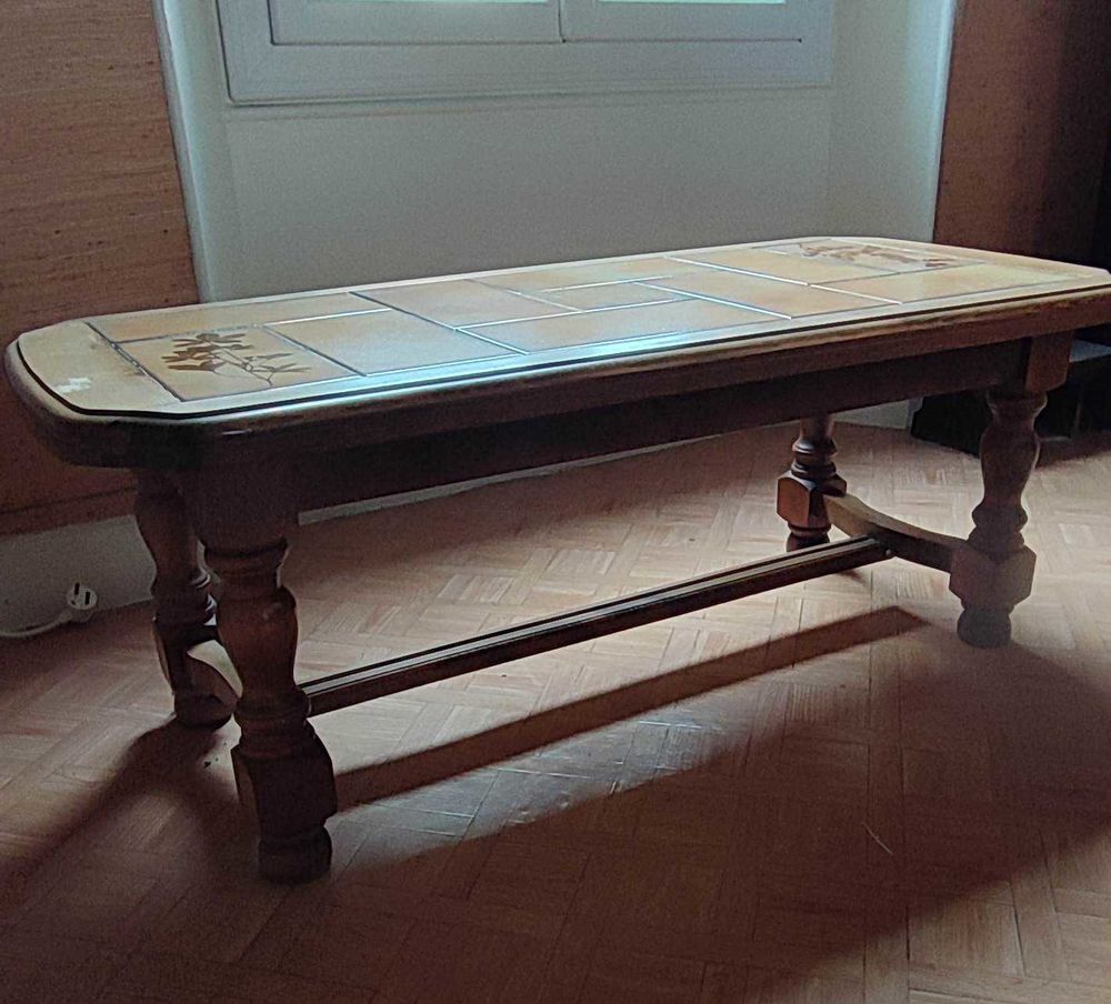 table basse bois et carrelage Meubles