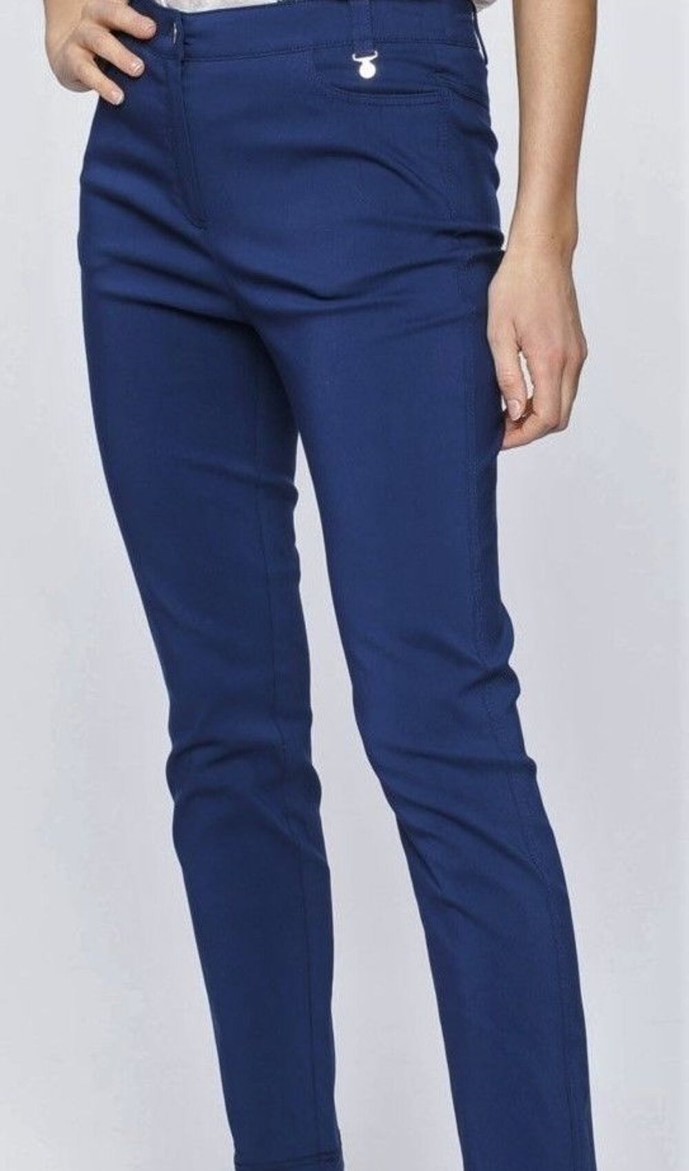 Pantalon femme bleu amiral en beau stretch T 40 - 40 / 42 Vtements