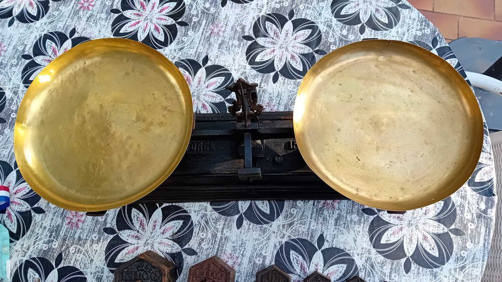 BALANCE A PLATEAUX FORCE 15 KG AVEC SERIE POIDS EN FONTE 