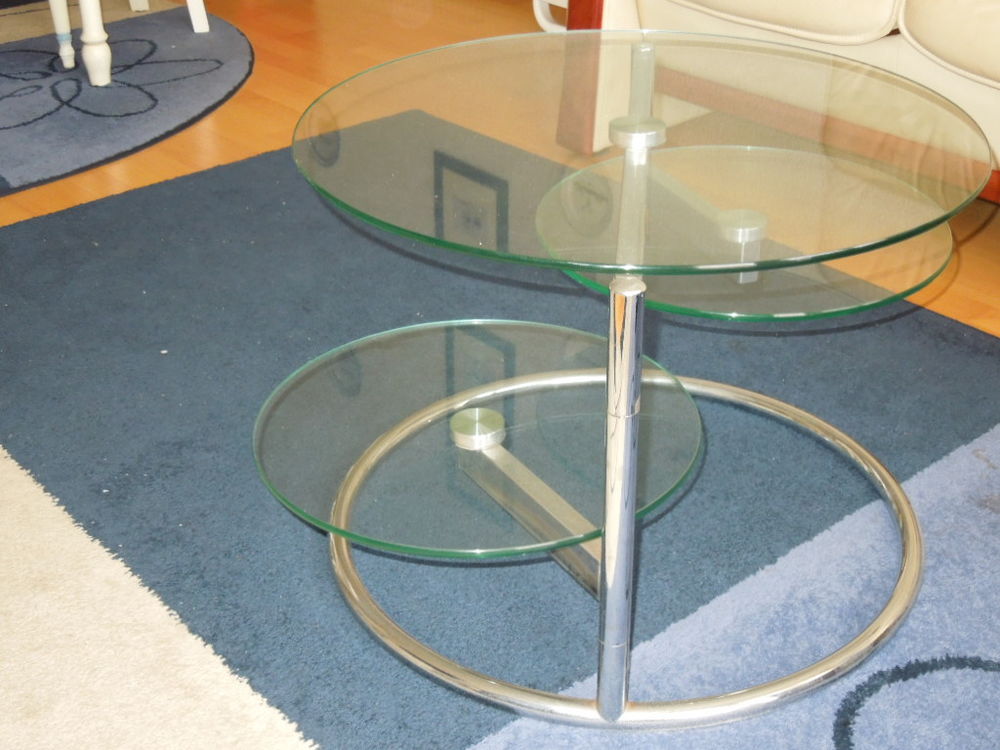 Table basse en verre trois plateaux Meubles
