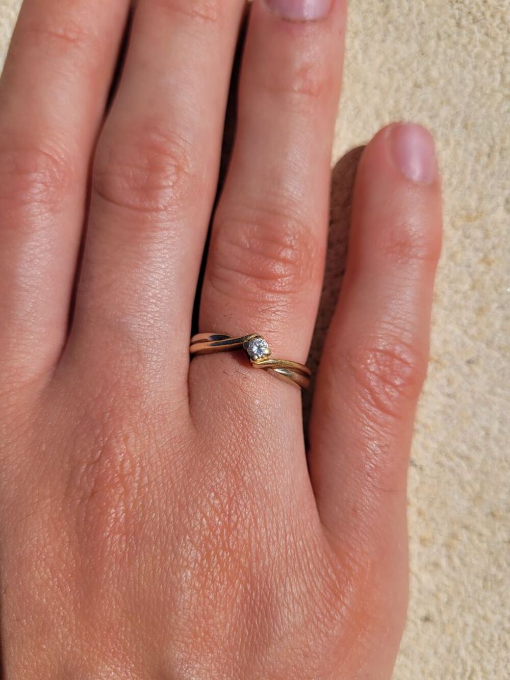 Bague solitaire or jaune &amp; blanc Bijoux et montres