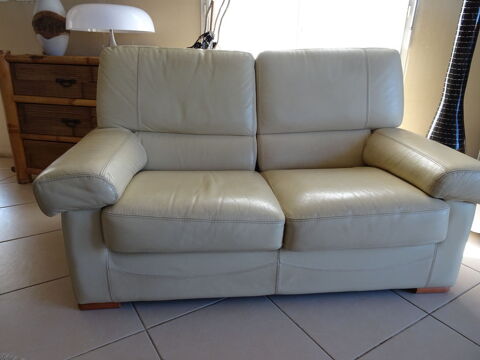 Canap� cuir beige clair 250 Caraman (31)