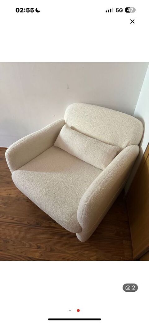 Fauteuil bouclette crme comme neuf trs confortable 100 Cergy (95)