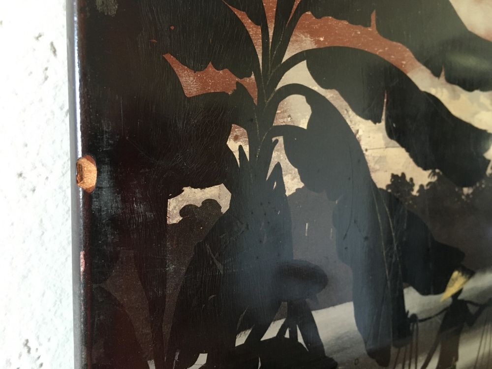 Peinture laqu&eacute;e sur bois - paysage asiatique (Indochine) Décoration