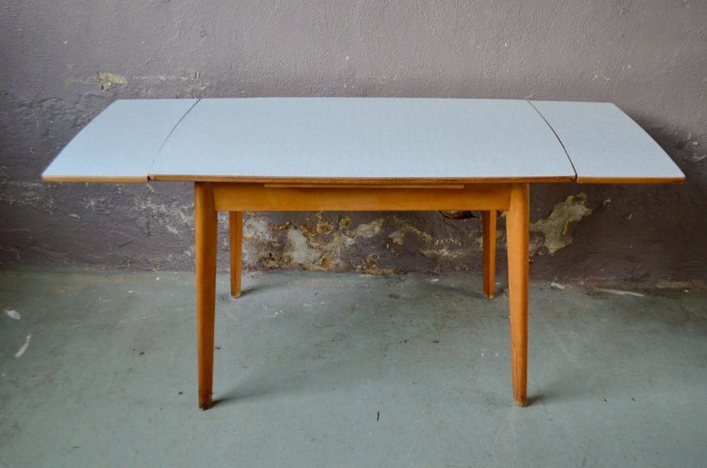 Petite table ancienne vintage scandinave bureau &agrave; rallonges Meubles