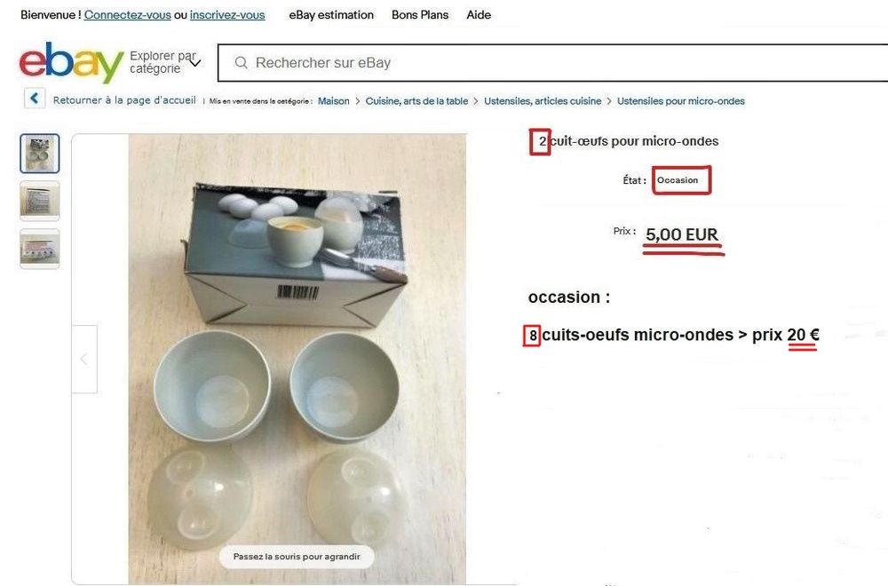 8 cuits oeufs micro-ondes avec mode d'emploi Cuisine