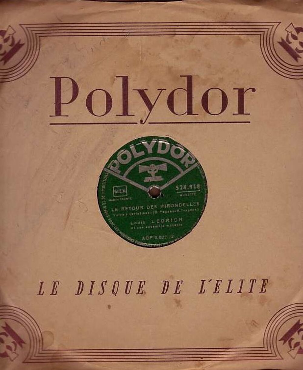 Disque VinyLOUIS LEDRICH 78 tours PERLES DE CRISTAL + RETOUR CD et vinyles