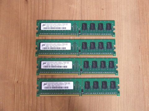 Lot de 4 Barrettes mémoire MICRON, 256 MB, DDR2, TBE 8 Bagnolet (93)