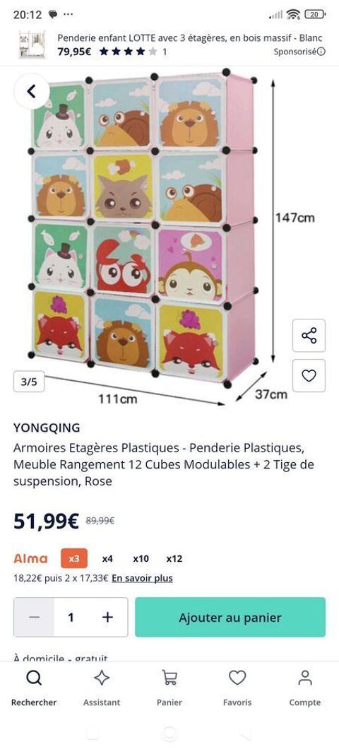 armoire+�tag�re+en+plastique+20+euros 20 Meilhaud (63)