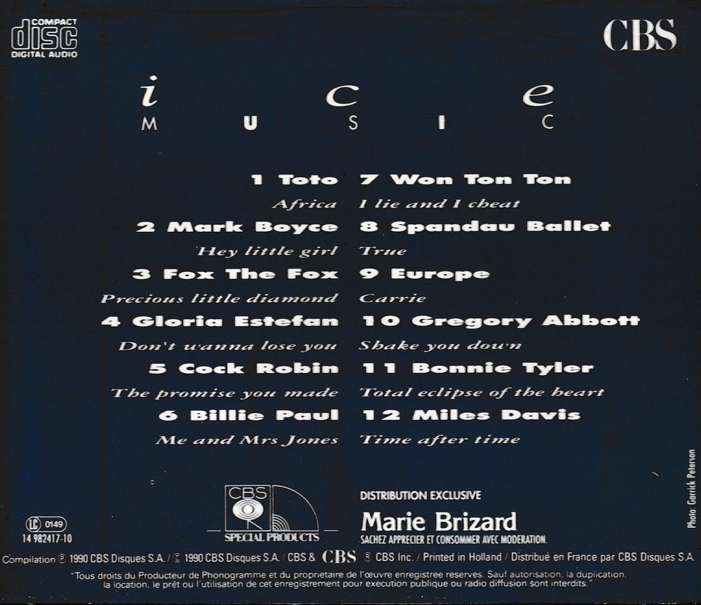 CD Ice Music Objet Publicitaire Marie Brizard Compilation CD et vinyles