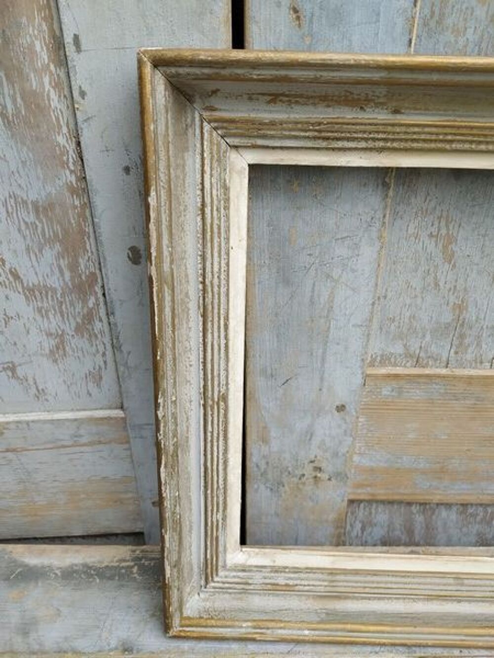 Cadre Bois Gris et Cuivre Moulure Feuil : 30,1cm x 24cm Décoration