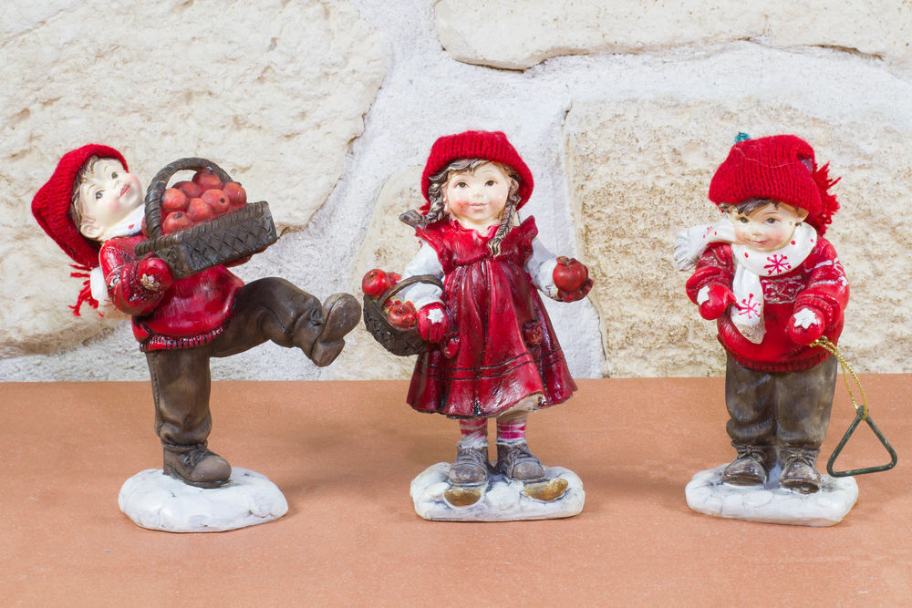 3 Sujets de No&euml;l - Enfants en rouge Décoration
