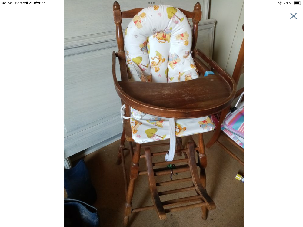 Chaise B&eacute;b&eacute; ancienne en bois de h&ecirc;tre Mobilier enfants