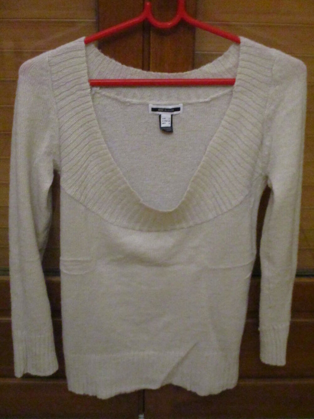 pull blanc cass&eacute; longues manches Vtements