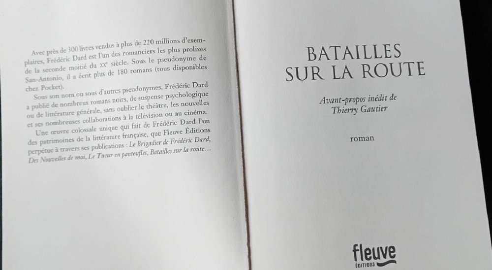 FREDERIC DARD - BATAILLES SUR LA ROUTE. FLEUVE EDITIONS 2022 Livres et BD