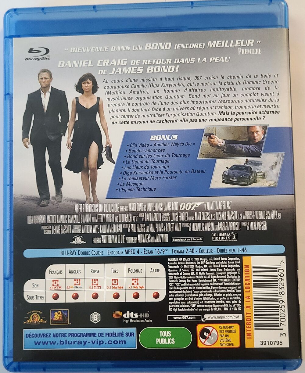 James Bond-Quantum of Solace DVD et blu-ray