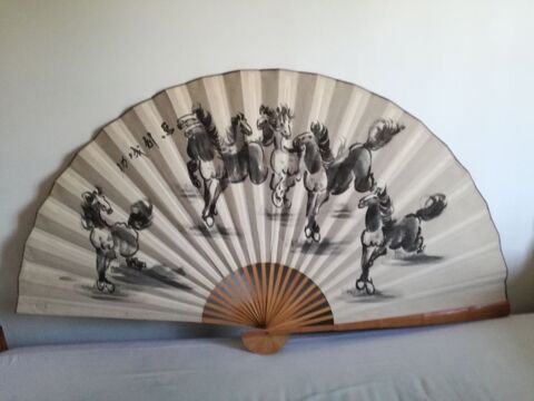 Grand Eventail  Bambou Calligraphie Chinoise papier 29 Barentin (76)