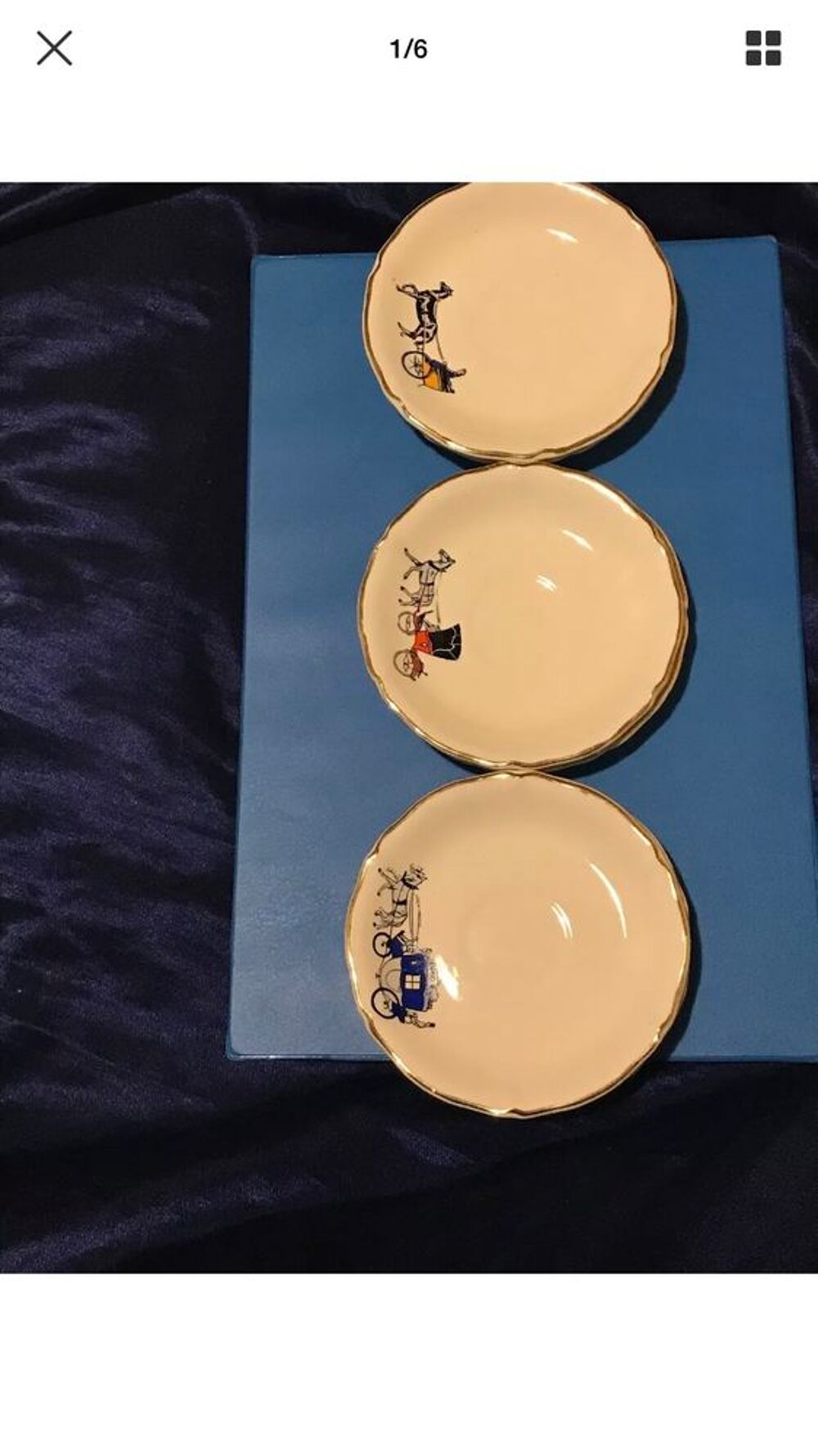 lot de 6 assiette ancienne en porcelaine ceranord St Amand semi vitrifi&eacute; 