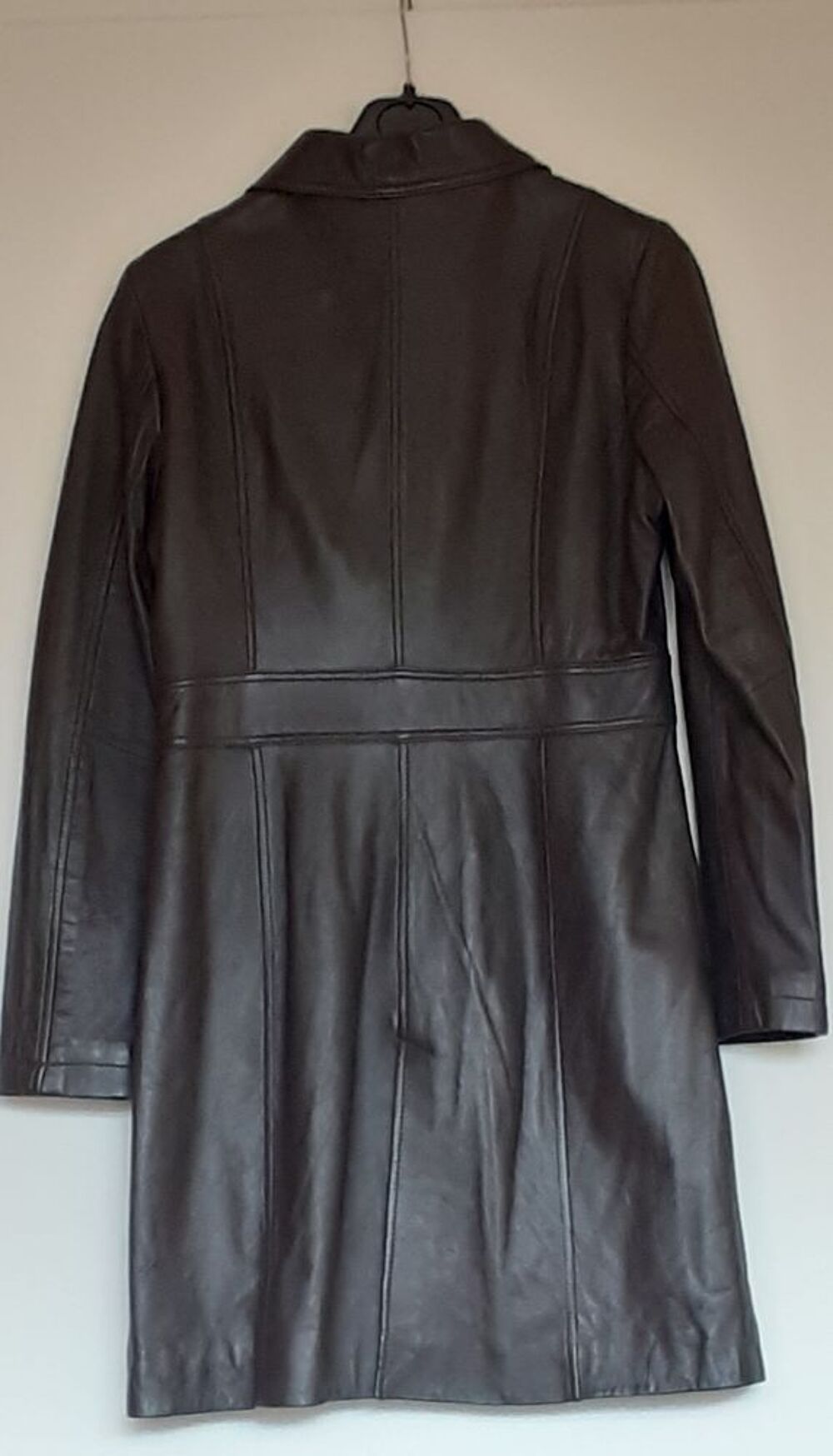 Manteau cuir Marron fonc&eacute; T38-40 Vêtements