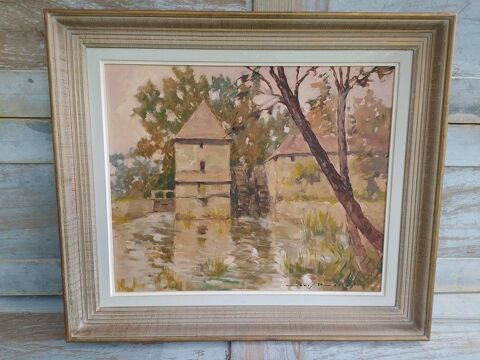 Tableau Paysage Moulin de Pont de Ruan Signé Louis Rollet
Loches (37)