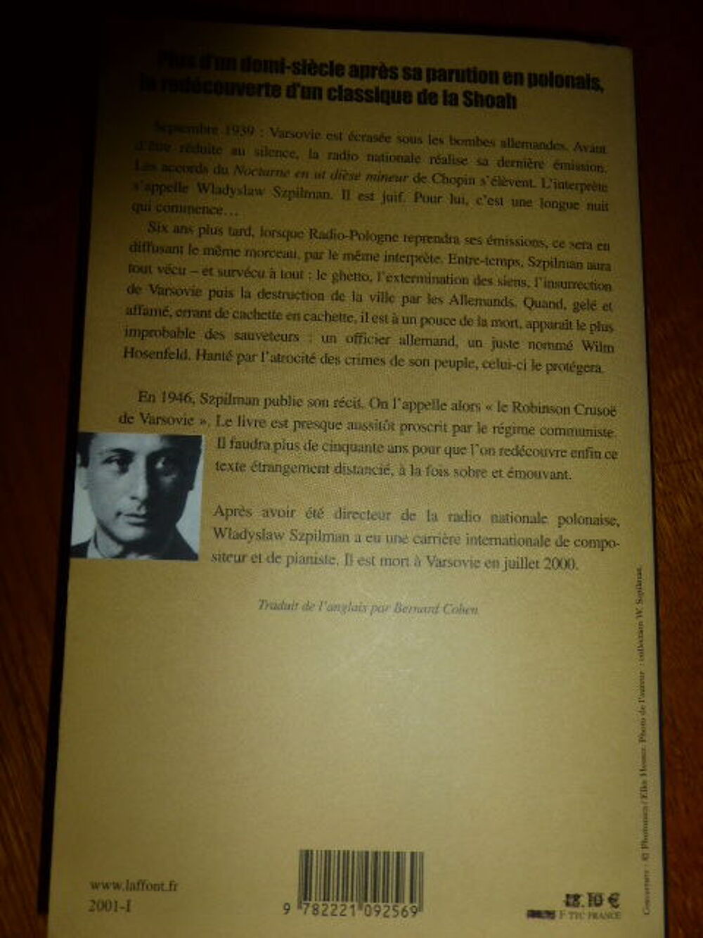 Le pianiste Wladyslaw Szpilman Livres et BD
