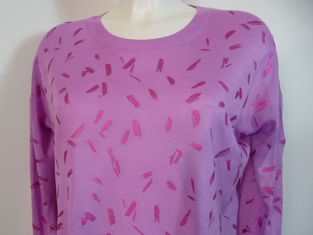 Pull L&eacute;ger Rose avec des Traits Rose Fushia Brillant- Zara Vêtements