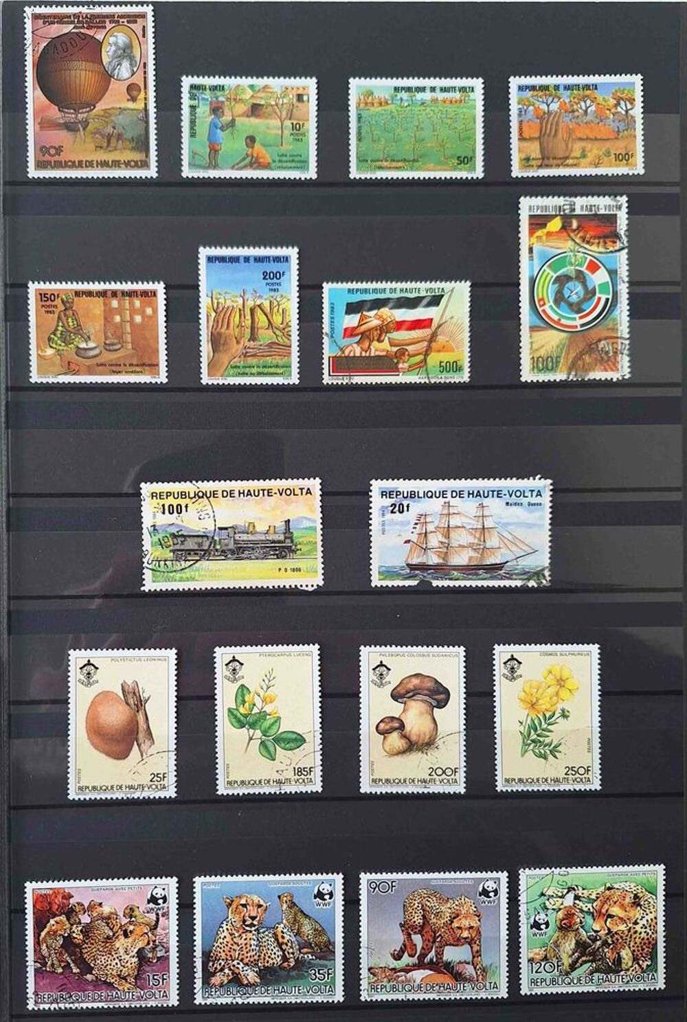 S&eacute;rie de timbres de collection de Haute-Volta bis 