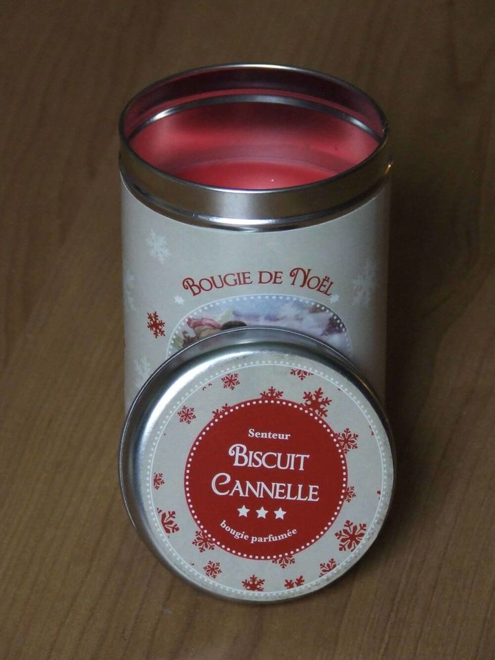 Bougie de No&euml;l parfum&eacute;e, bo&icirc;te m&eacute;tal, NEUVE Décoration