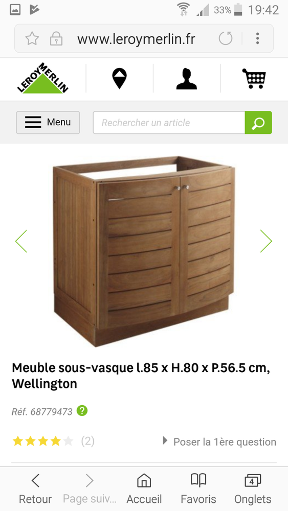 Meuble de salle de bain teck naturel
Wellington marron Meubles