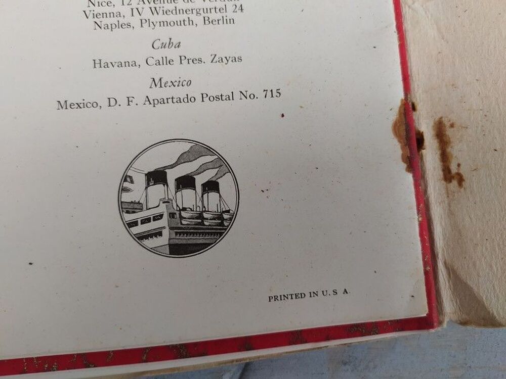 Plaquette Mediterranean Moroccan Cruises Paquebot CGT 1930 
