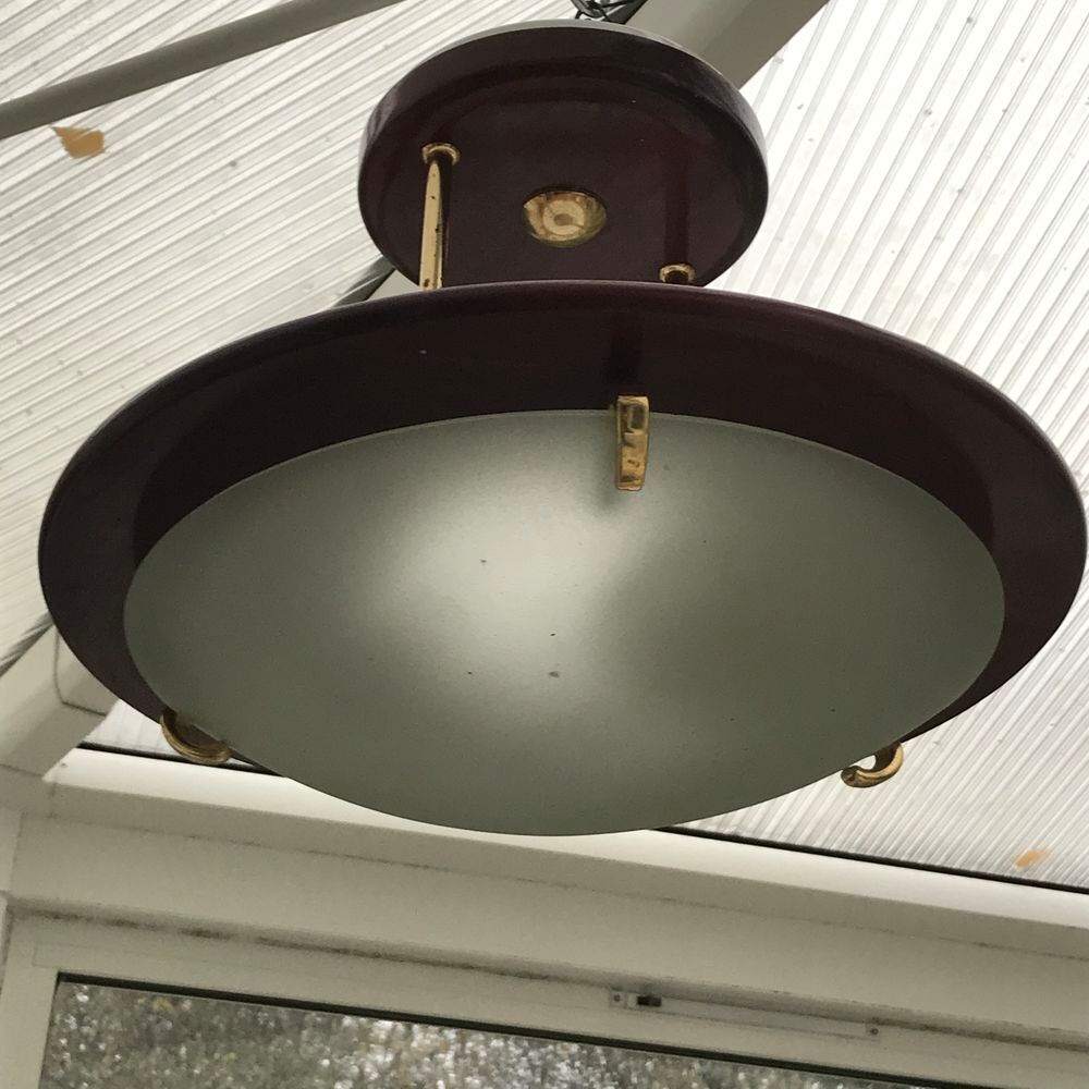 Lampe &agrave; suspendre en bois et verre Décoration