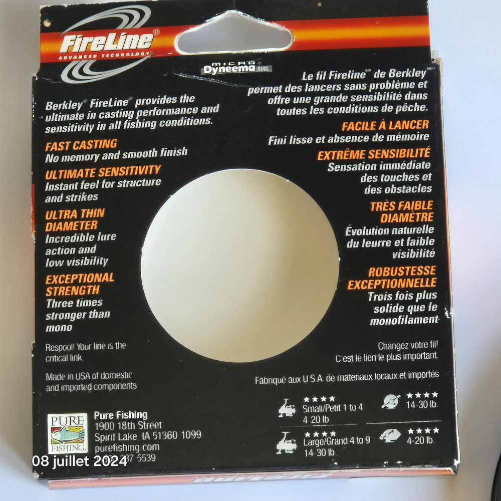 Tresse Berkley Fireline Fused Original - Smoke - 110 m, 0.17 Sports