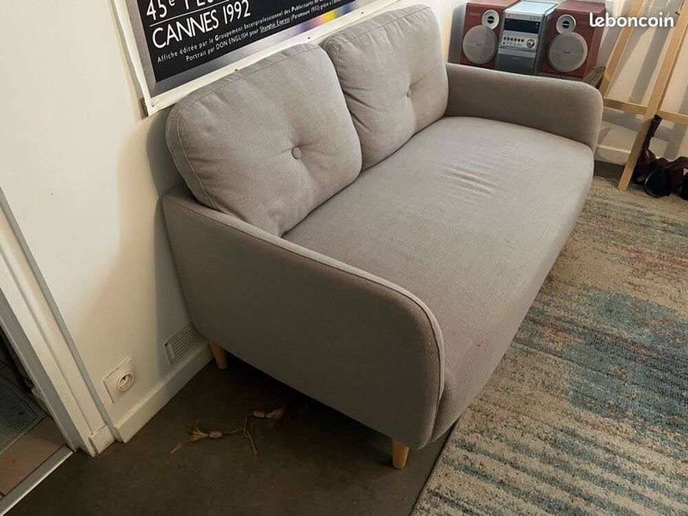Canap&eacute; 2 places gris clair La Redoute Int&eacute;rieurs bon &eacute;tat Meubles