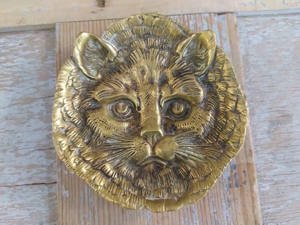 Ancien Cendrier Bronze T&ecirc;te de Chat / Cat Ashtray 01
