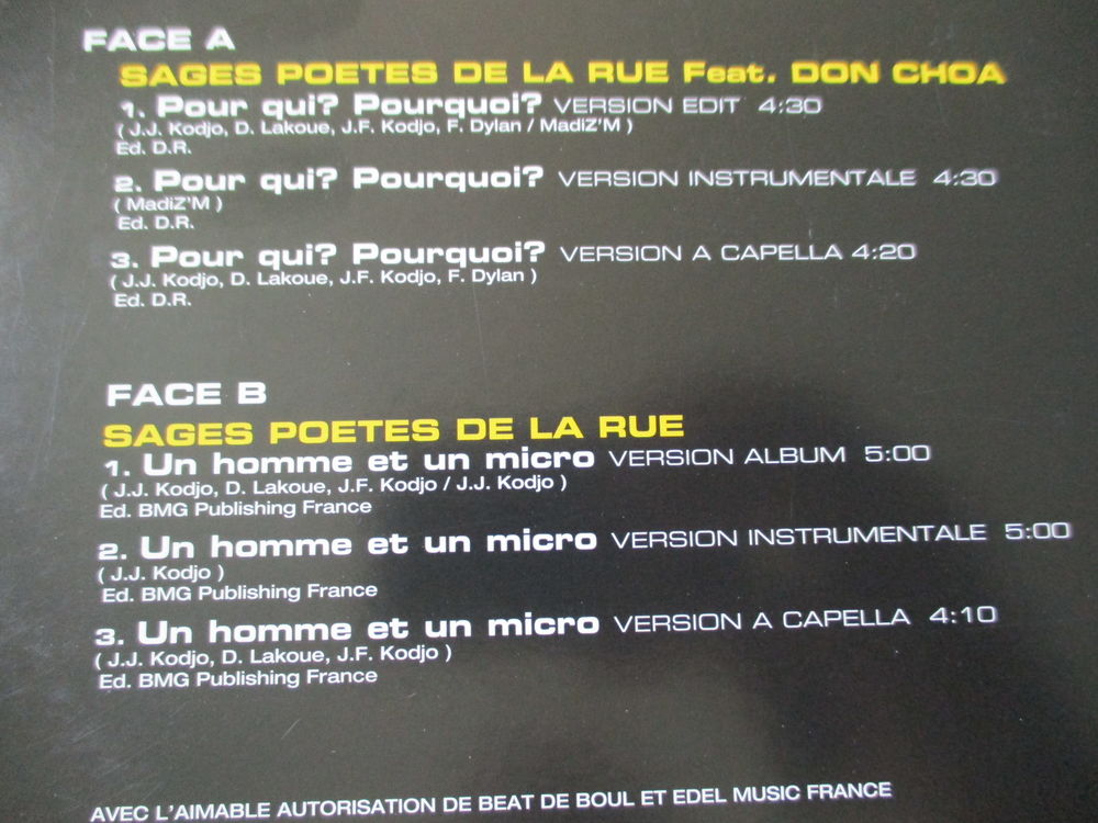 SAGE PO MAXI 45 TOURS CD et vinyles