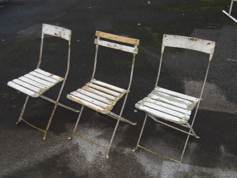 3 chaises pliantes de jardin bois et m�tal fauteuil vintage r�tro pliable 70 Dunkerque (59)